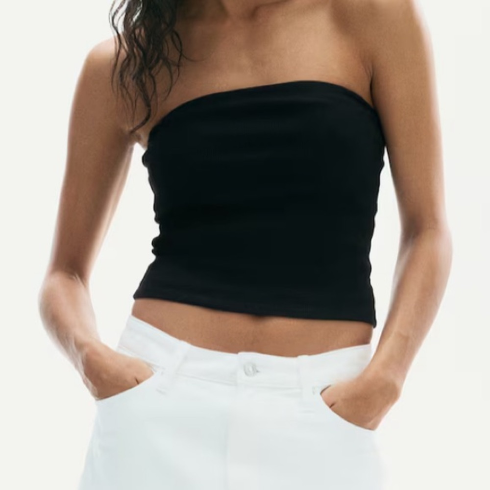 Black Ribbed Tube Top - Picture 3 of 4